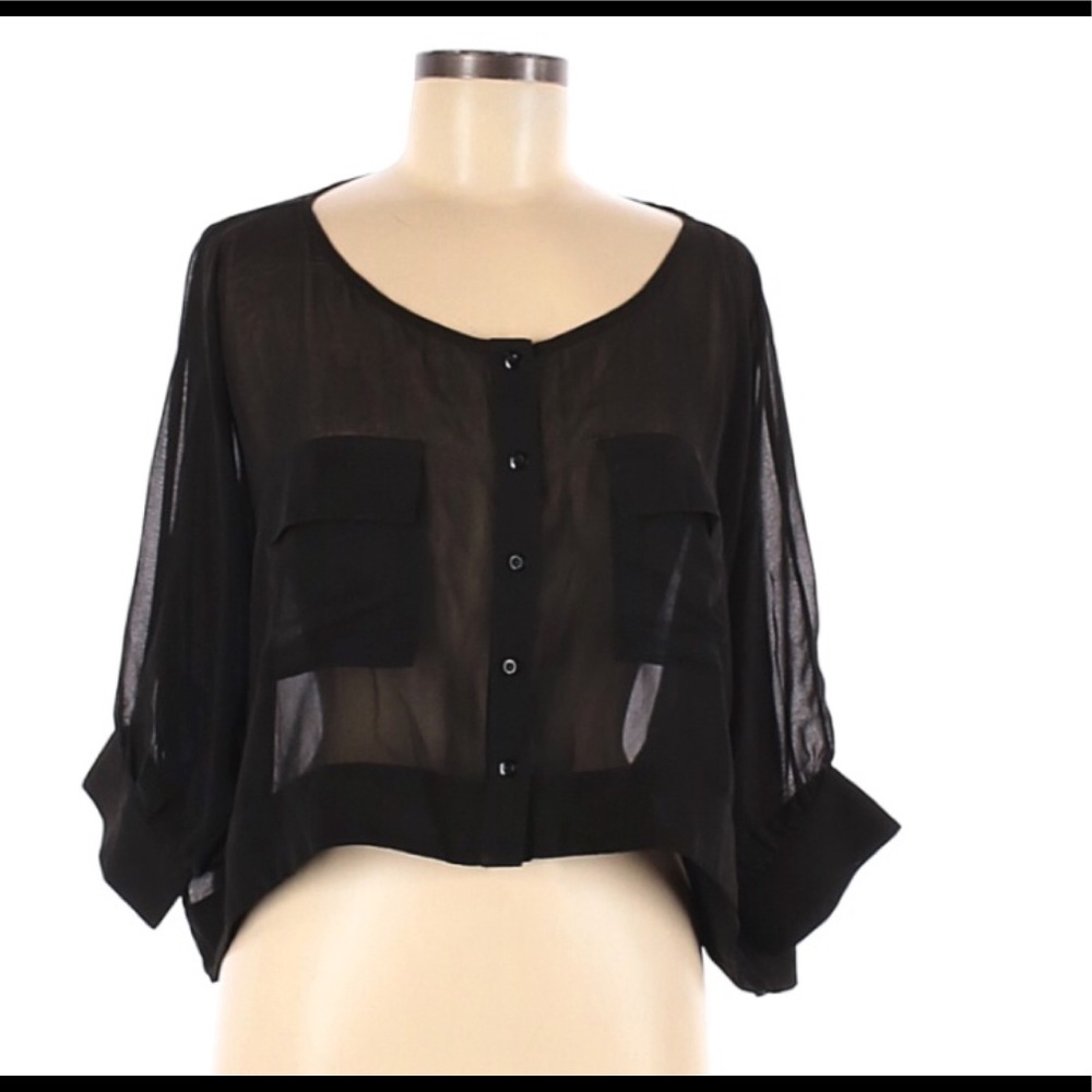 LF Millau Oversized Sheer High Low Blouse